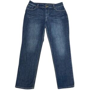 Chico’s Women’s Platinum Bootcut Mid-rise Jeans Dark Wash Size 2 Stretch Denim
